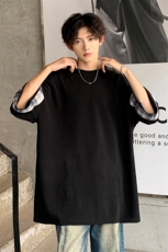 8XL-M特大码短袖男夏季高品质冰丝五分袖拼色宽松大码T恤DX308P38，男装T恤，电商D206-1