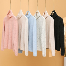 2025简约百搭时尚点子纱平面卷边高龄，女装针织衫/毛衣，贵皇羊绒四店