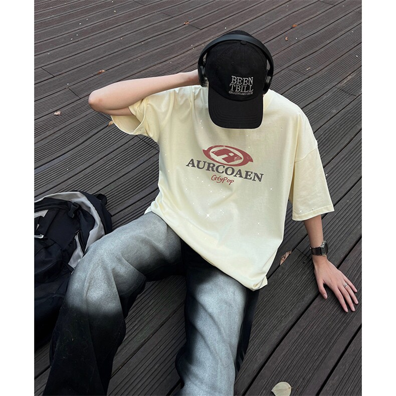 量大优供抖音视频支持得物配合二开美式满天星亮片短袖T恤MTX359,男装T恤,电商A486