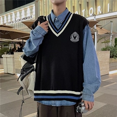 佐藤高校制服背心针织衫秋季新款大码学院风马甲毛衣，男装背心/马甲，星座1013