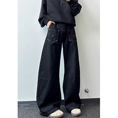 阔腿牛仔裤女新款秋季美式宽松显瘦高个子直筒拖地长裤NA542，男装牛仔裤，星座1116A（原606A-3）