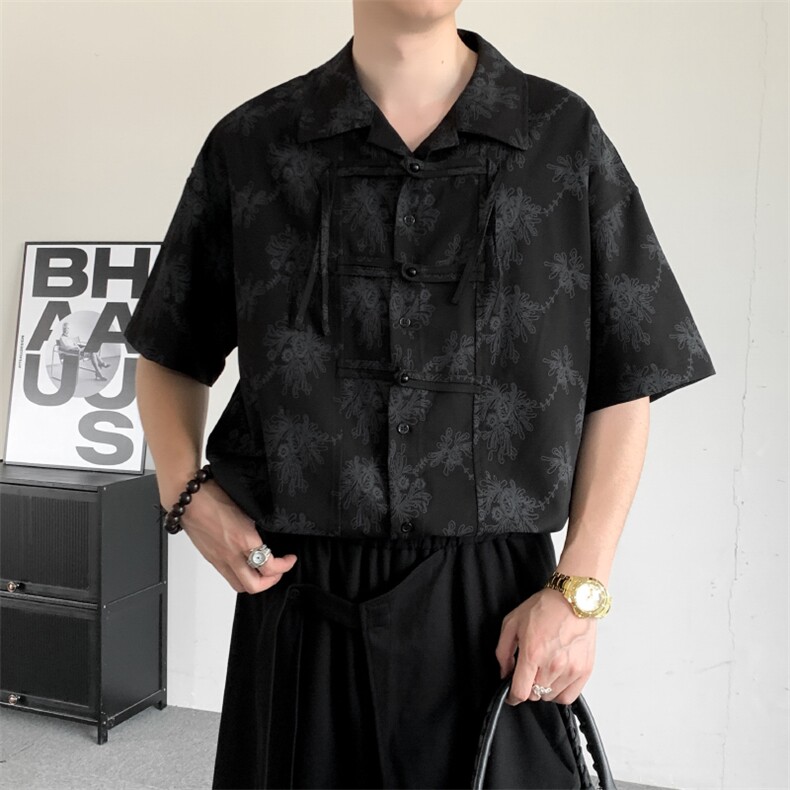 夏装2026小众新中式盘扣复古衬衫男女同款中性上衣唐装汉服汉服,男装衬衫,星座909