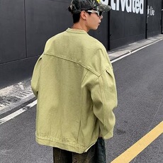 日系工装立领牛仔外套2024新款小个子百搭休闲夹克上衣3511/P64，男装工装外套，星座506