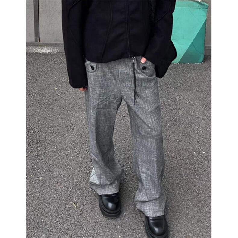 春秋季阔腿裤女肌理感刺绣宽松慵懒拖地休闲长裤KQ608,男装休闲裤,星座1116A（原606A-3）