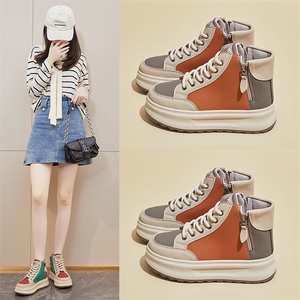 2024秋季高帮小白鞋新款韩版ins女学生厚底增高板鞋休闲鞋图片