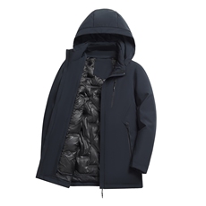 脱卸内胆帽子中年轻薄90绒羽绒服外套男冬款中老年羽绒服大衣，男装羽绒服，钱塘723