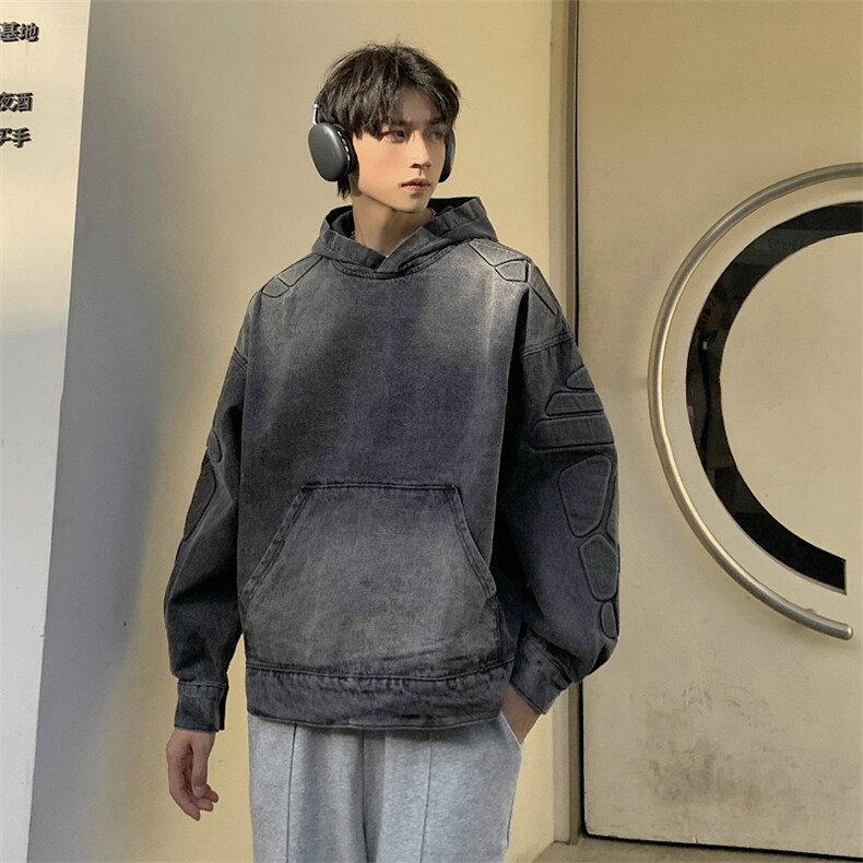 新款牛仔连帽卫衣男春秋潮牌休闲百搭宽松夹克外套JK815-P88,男装夹克,星座308B-1