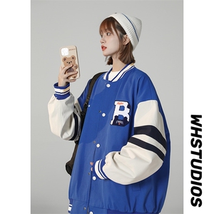 中性风上衣夹克宽松落肩拼色棒球服外套XZ214-8 JK712-P75图片