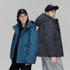 情侣羽绒服2025年冬季新款保暖加厚印花短款连帽外套潮YR234-P110，男装羽绒服，星座1210A
