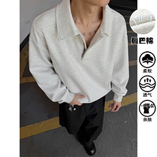 特批P50无差价美式复古500g重磅曼巴棉拼接半拉链大码卫衣男W5416，男装卫衣，电商A001-1