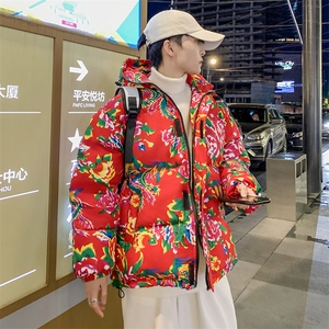 MY206新中式连帽团队表演出汉服大花棉袄棉服 上款大差价图片
