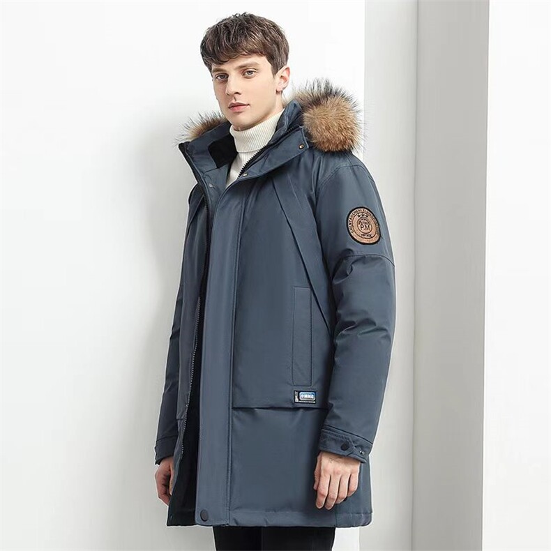(网图)中长款羽绒服加厚潮牌毛领派克服冬装外套313B-YJ656-P120,男装羽绒服,星座313B