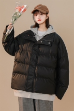 冬季保暖PU皮棉服男女宽松连帽棉衣棉袄外套225-2-20503-P110，男装棉衣，星座225-2