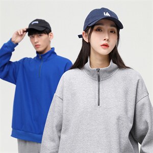 秋季新款基础纯色潮流宽松半高领休闲卫衣情侣款A305-EY-3617-P65图片