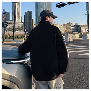 秋季380克全棉宽松条纹拉链套头卫衣立领POLO衫外套AH914-P42图片