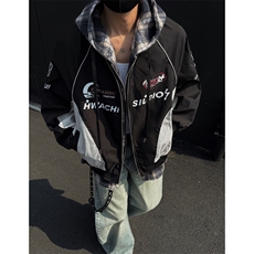 档口图春秋款假两件夹克格子内衬棒球服外套J2540-P90，男装夹克，星座1213