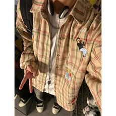 【有货】C38CC-特P38刺绣格子衬衫男长袖设计感高级休闲衬衣，男装衬衫，星座1007（原301D）