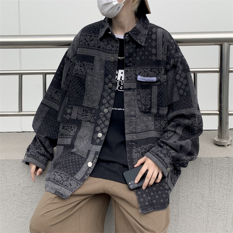 牛仔外套男秋季潮牌ins美式高街夹克男春秋腰果花JK02055-P60,男装夹克,星座308B-1