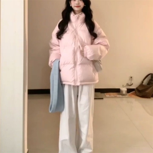 1506-1/M78031/P82温柔风粉色立领保暖棉服外套图片