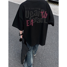 重磅美式高街印花纯棉大码宽松休闲短袖T恤T2529-P25控38，男装T恤，电商B219A