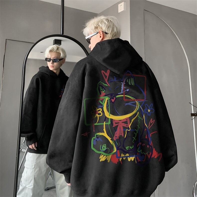 420克麂皮绒潮牌重磅连帽卫衣力推大码男XZ517A-2-JP9901-P55图片