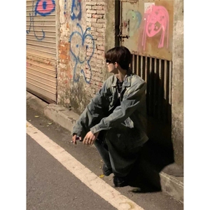 小众复古做旧水洗直筒牛仔裤男宽松阔腿裤高街拖地长裤WLG366-P45图片