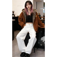 1506-1/MA2751/P88豹纹双面穿棉服连帽设计感美式麂皮绒短款男女，男装棉衣，星座1506-1