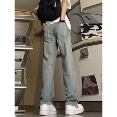 现货特批P43无差价2024潮牌直筒大码男水洗做旧复古牛仔长裤K005，男装休闲裤，星座1013-6