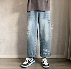 k705-p48-控68中性高阶港风中性ins宽松大码肥仔破洞牛仔裤，男装牛仔裤，星座116
