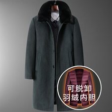 爸爸长款羊毛大衣可脱羽绒内胆！8015/P240中老年人大衣男有大码，男装毛呢大衣，星座1216（原钱塘722）