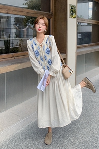 蓝色蕾丝针织马甲连衣裙两件套女春秋2025新款绝美流行超火两件套图片