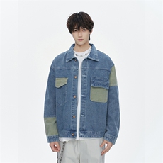 中性休闲大码宽松男女潮流拼接牛仔外套夹克J8212-P63【特价】，男装工装外套，电商A007