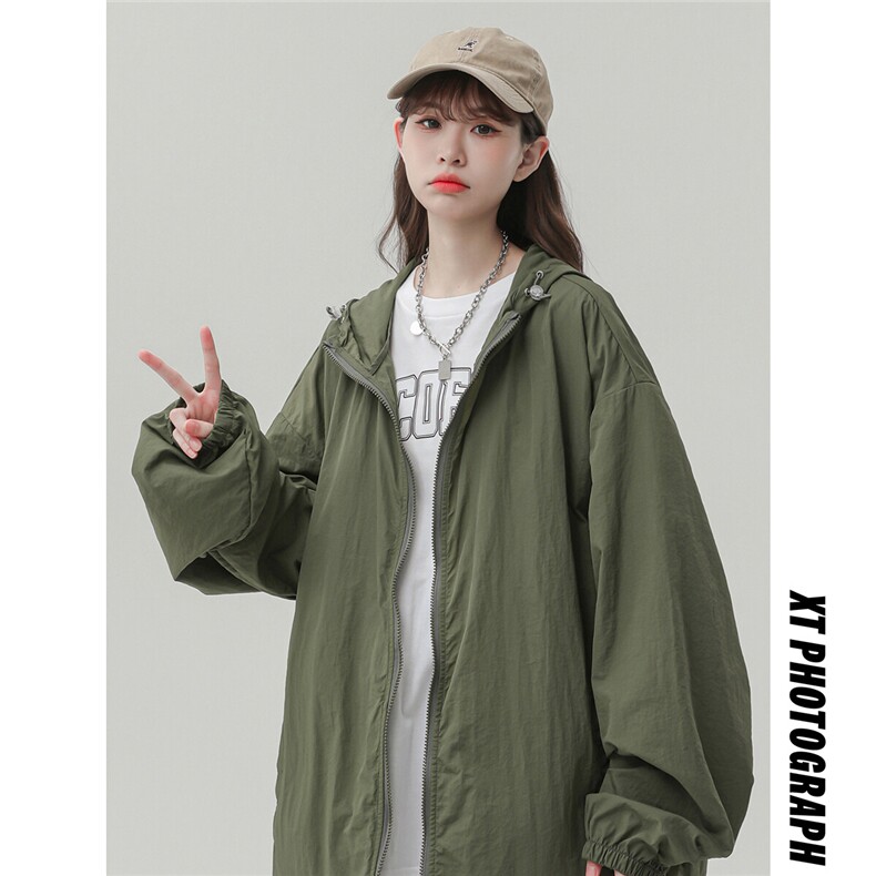 2025夏季新款纯色连帽宽松情侣防晒衣F169/P69，女装防晒衣，星座202-3