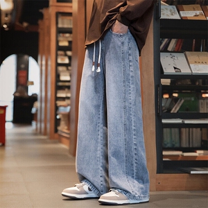 美式微喇牛仔裤直筒春季新潮牌潮牌阔腿休闲长裤男生Z9851-P40特图片