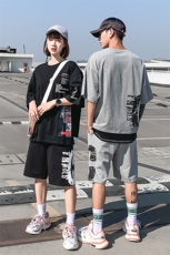 有报告夏季套装男短袖T恤配搭5分裤情侣两件套DS411T，男装T恤，电商A102