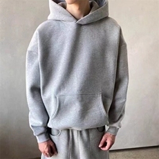 美式复古灰色连帽卫衣男女基础款加绒纯色短款上衣外套潮，男装卫衣，星座506A
