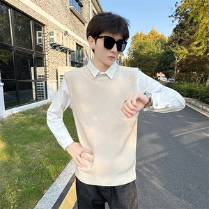 店主风小伙秋冬针织假二件毛衣男301A-1/M80/P75图片