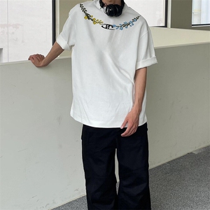 万针全刺绣解构设计260克重磅双纱纯棉高品质美式高街短袖T恤特33图片