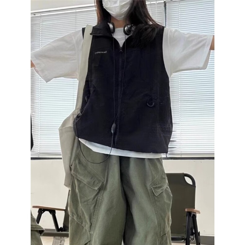 立领户外马甲男夏机能风拼接纯色日系休闲无袖外套AA148-P53，女装短外套，星座208-5