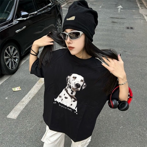 抖音得物高品质二开240克宽松纯棉美式潮牌三条杠织带短袖T恤图片