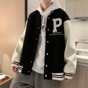 夹克外套男新款刺绣拼色百搭港风ins潮牌宽松休闲棒球服JK257-p55图片
