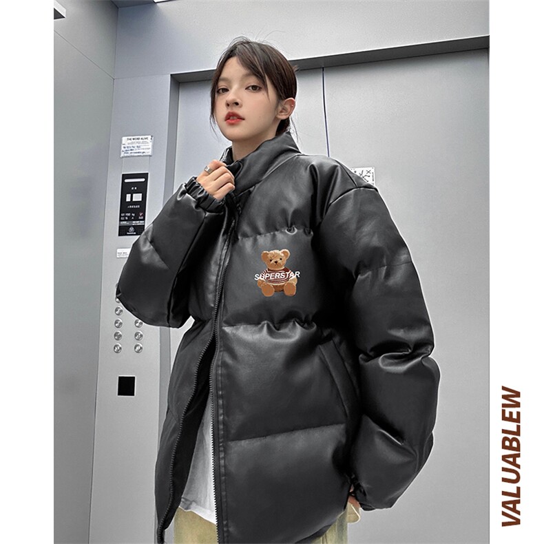 均可提供短视频高品质港风布偶熊PU皮加厚棉衣PM05-p110控148,男装棉衣,星座508（原C305）