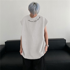 抖音品质夏季新款简约字母印花宽松坎肩背心BXJP364-特批19控38，男装背心/马甲，星座605(原A050)