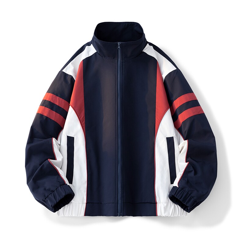 潮牌美式撞色拼接运动立领外套男宽松百搭夹克JK01573-P73，男装夹克，星座308B-2