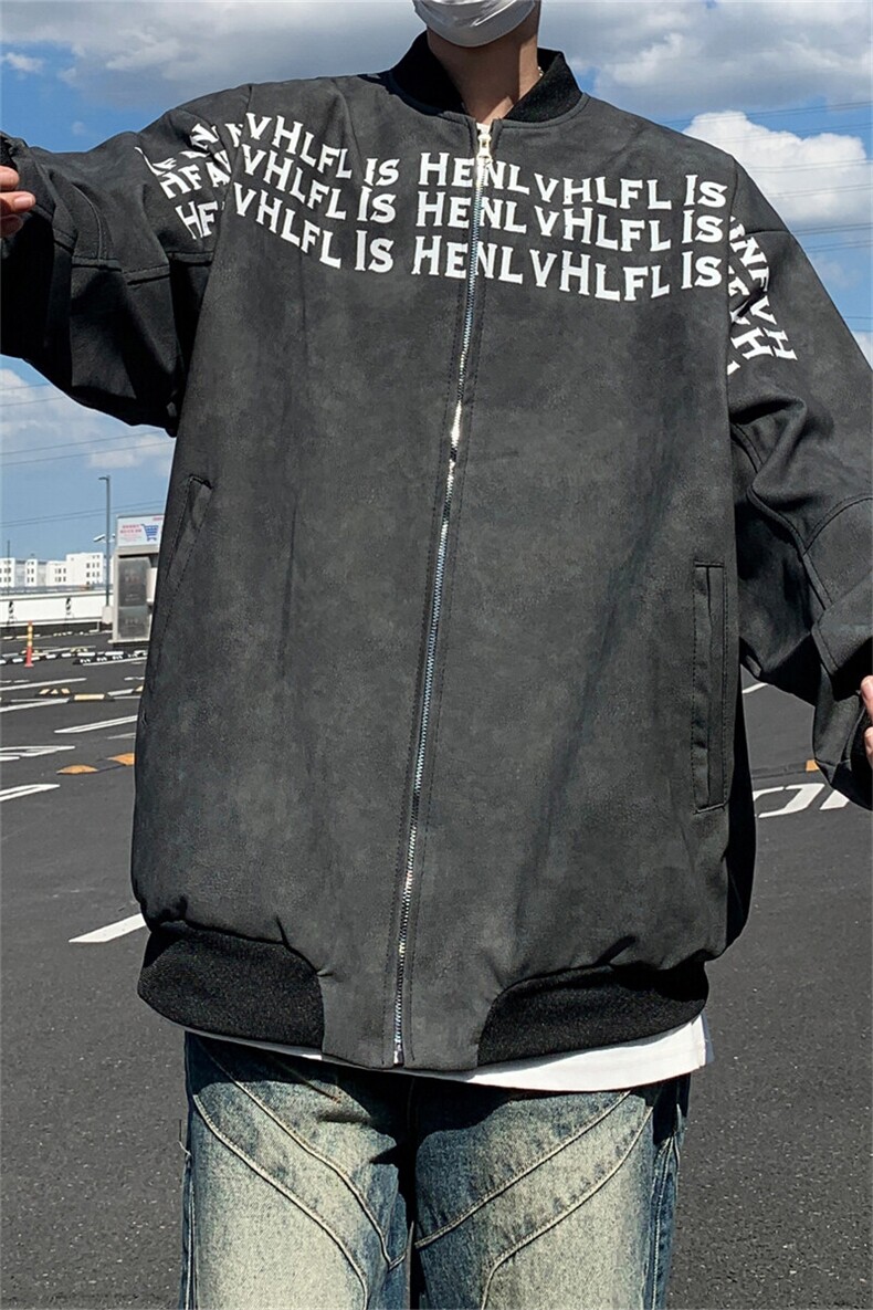 美式高街立领夹克外套男女秋冬季节hiphop潮牌字母印花棉服棒球服,男装夹克,星座505-2（原电商A260-1)