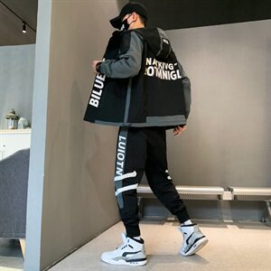 男装2021新款春秋夹克外套搭配一套潮流韩版休闲套装DS873T图片