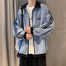 910A-DY23-P85控108秋装条纹小清新夹克女韩版情侣休闲运动外套男，男装夹克，星座910A