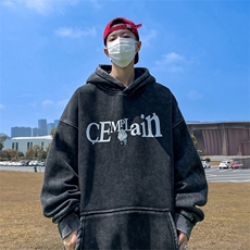 直播品质500克重磅潮牌美式做旧炒雪花水洗加绒卫衣H325JR特P60，男装卫衣，电商A486