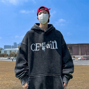 直播品质 500克重磅潮牌美式做旧炒雪花水洗加绒卫衣 H325JR特P60图片
