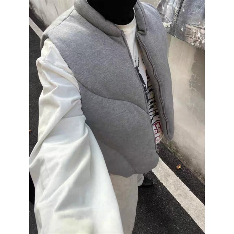 现货WT123-P110灰色空气层棉服背心马甲解构廓形可收缩下摆,男装背心/马甲,星座1501-3
